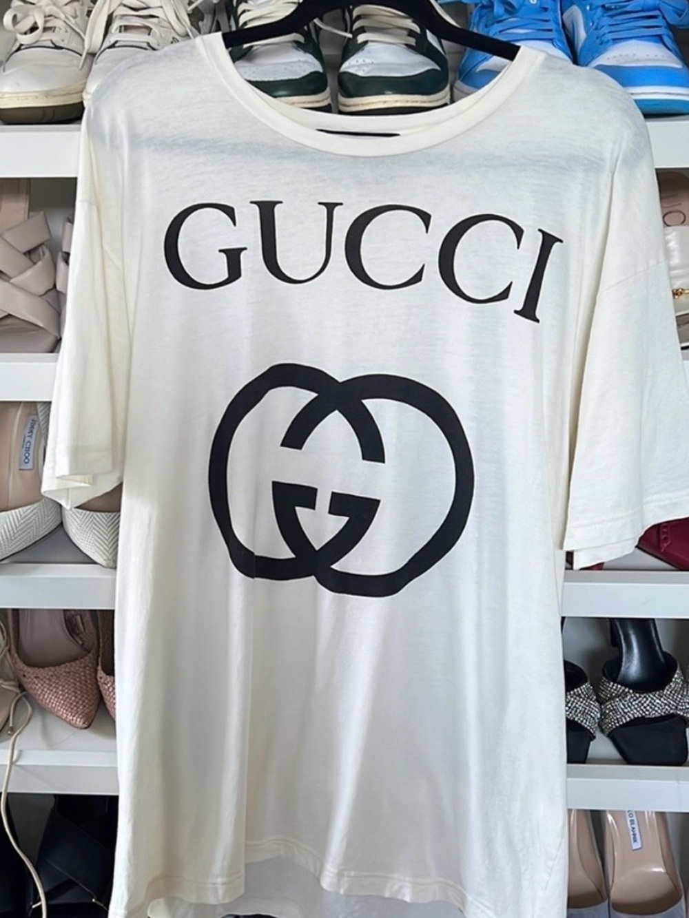 Gucci White and Black Short Sleeve Tee